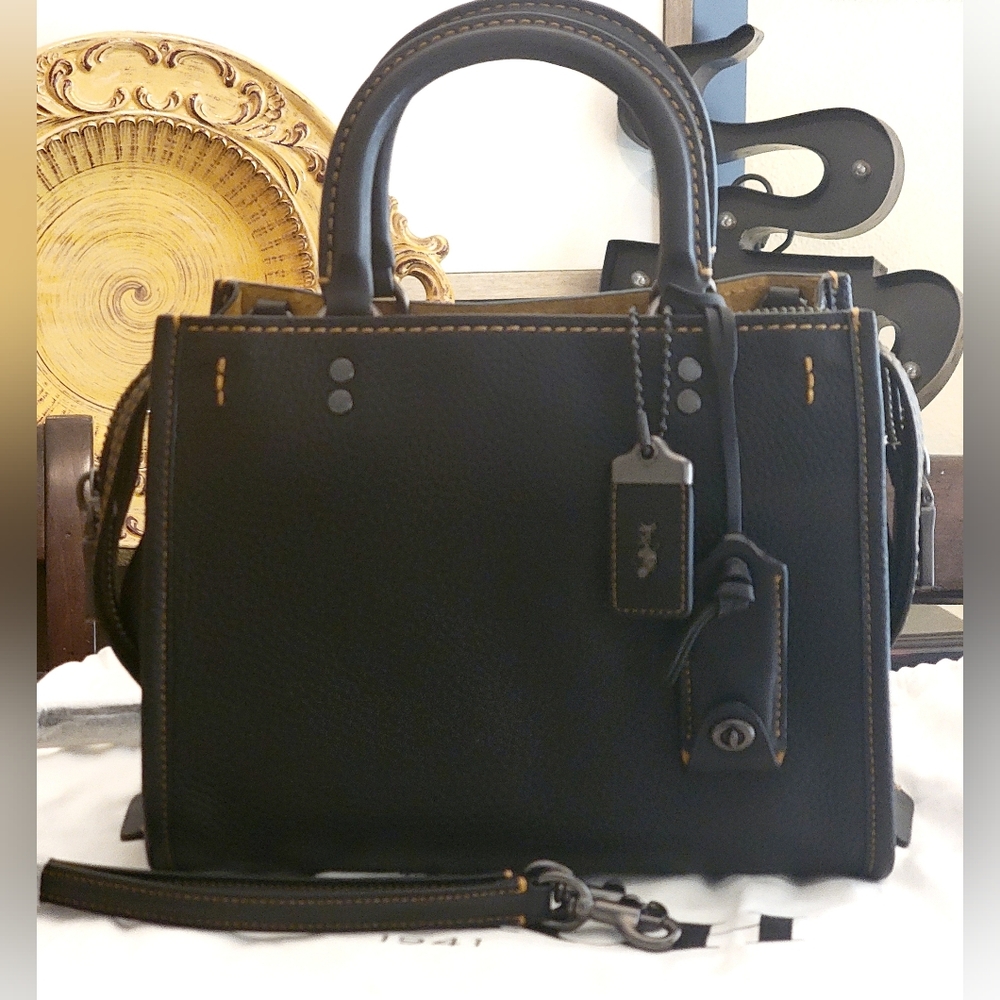 Coach 1941 Rogue 25  Black Pebble Leather with Gunmetal  Hardware. NWT